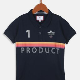 Monte Carlo Boys Typography Polo Collar Pure Cotton T-shirt-image-86