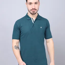 Cantabil Men Teal Polo Collar T-shirt-image-87