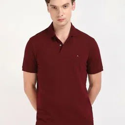 Tommy Hilfiger Men Solid Polo Collar Cotton T-shirt-image-50
