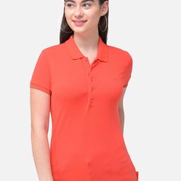 Woods Women Red Solid Polo Collar T-shirt-picture-18