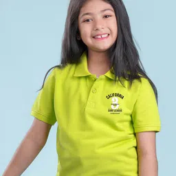 NUSYL Girls California Printed Polo Collar Regular Fit T-shirt-34