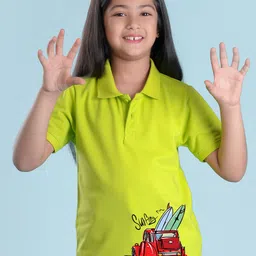 NUSYL Girls Graphic Printed Polo Collar T-shirt-picture-10