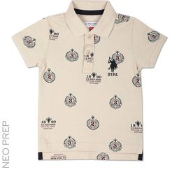 U.S. Polo Assn. Kids Boys Typography Printed Polo Collar Pure Cotton T-shirt-picture-53
