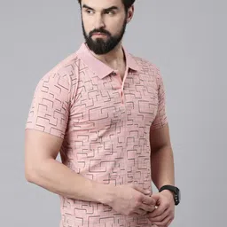 Kryptic Abstract Printed Polo Collar Pure Cotton T-Shirt-image-68