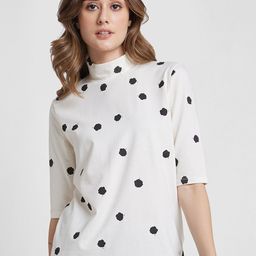 SPYKAR Polka Dots Printed High Neck Cotton Top-image-91