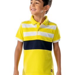 Cherry Crumble Boys Yellow Striped Polo Collar T-shirt-image-26