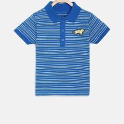 MINI KLUB Boys Blue Striped Polo Collar T-shirt-image-8