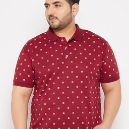 THE MILLION CLUB Men Plus size Geometric Printed Polo Collar Cotton T-shirt-image-21
