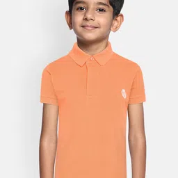 METRO KIDS COMPANY Boys Orange Organic Cotton Solid Polo Collar T-shirt-picture-21