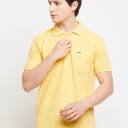 Adobe Men Yellow Polo Collar T-shirt-image-58