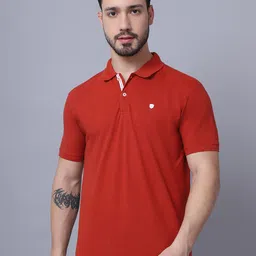 Cantabil Men Rust Polo Collar T-shirt-image-15