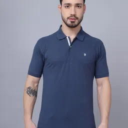 Cantabil Men Blue Polo Collar T-shirt-image-113