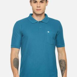 Dollar Men Turquoise Blue Polo Collar T-shirt-image-71