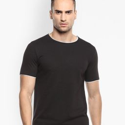 Alan Jones Men Black Solid Slim Fit T-shirt-image-19