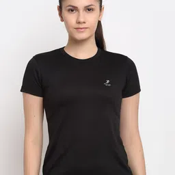 ARMISTO Women Black Slim Fit Antimicrobial Gym T-shirt-19