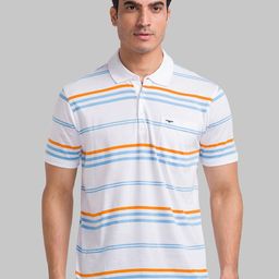 Park Avenue Striped Polo Collar Slim Fit Cotton T-shirt-image-11