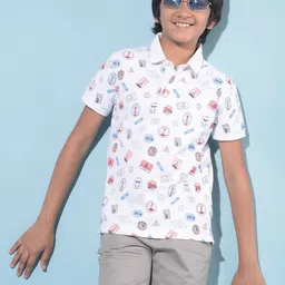 Crimsoune Club Boys Printed Polo Collar Pockets Slim Fit T-shirt-image-71