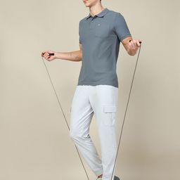 Technosport Solid Slim Fit Anti Static Polo T-shirt With Pocket-image-3