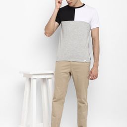 Bukkl Colourblocked Cotton Round Neck Short Sleeves Pockets Slim Fit Casual T-shirt-image-96