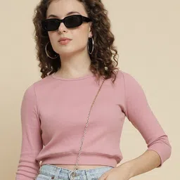UnaOne Ribbed Slim Fit Pure Cotton Crop T-shirt-image-85