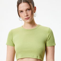 Koton Round Neck Slim Fit Casual Crop T-shirt-image-17