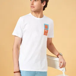 Urban Ranger by pantaloons Slim Fit Short Sleeves Round Neck Cotton T-shirt-image-57
