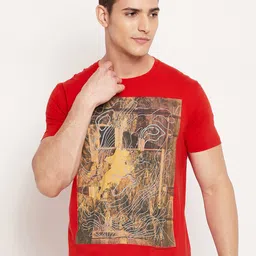 Duke Men Red Printed Slim Fit T-shirt-image-90