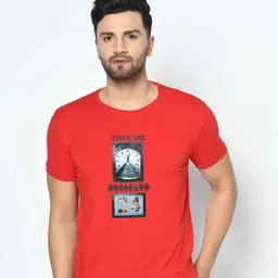Duke Men Red Printed Slim Fit T-shirt-image-45