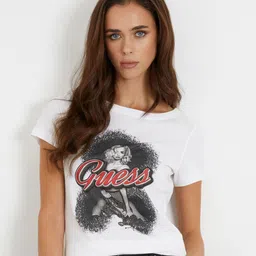 GUESS Printed Slim Fit Printed Short Sleeves Round Neck Cotton T-shirt-image-8