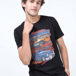 HIGHLANDER Men Black Printed Slim Fit T-shirt-picture-38