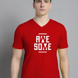 FBAR Typography Printed V-Neck Slim Fit T-shirt-image-82