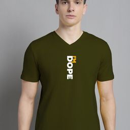 FBAR Typography Printed V-Neck Slim Fit Cotton T-shirt-image-3