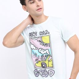 KETCH Men Sea Green Printed Slim Fit T-shirt-image-45