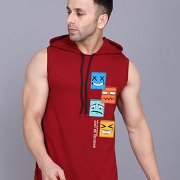 SLOWLORIS Men Graphic Printed Hooded Slim Fit T-shirt-image-19