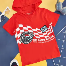 Pantaloons Junior Boys Graphic Printed Hooded Pure Cotton T-shirt-image-58