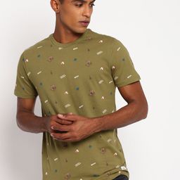Lee Men Green Printed Slim Fit T-shirt-image-35