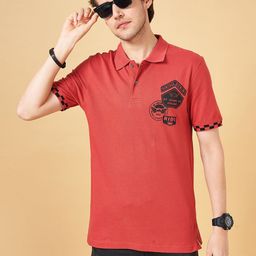 SF JEANS by Pantaloons Graphic Printed Polo Collar Slim Fit Cotton T-shirt-image-10
