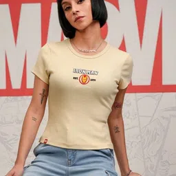 Tokyo Talkies Women Typography Printed Round Neck Cotton Iron Man T-shirt-image-98