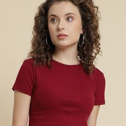 UnaOne Round Neck Ribbed Fitted Crop Top-image-57