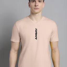 FBAR Typography Printed V-Neck Cotton Slim Fit T-shirt-image-80