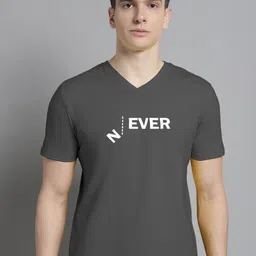 FBAR Typography Printed V-Neck Cotton Slim Fit T-shirt-image-71