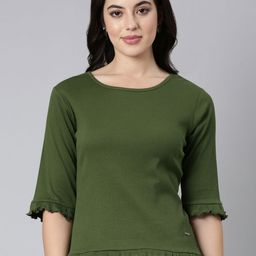 TWIN BIRDS Women Drop-Shoulder Sleeves Raw Edge Slim Fit T-shirt-image-47