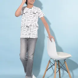 Crimsoune Club Boys Typography Printed Round Neck Short Sleeves Slim Fit Cotton T-shirt-image-42