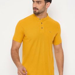 Duke Men Solid Mandarin Collar Cotton Slim Fit T-shirt-image-89