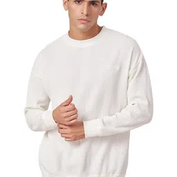 ZU Buck Knit Drop Shoulder Sleeves Pure Cotton Pullover Sweatshirt-image-51