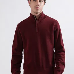 GANT Maroon Mock Collar Pure Cotton Pullover Sweatshirt-picture-17