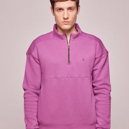 Bombay High Men Regular Fit Half Zip Neck Solid Knit Sweatshirt-image-35