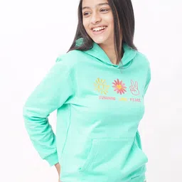 edheads Girls Green Hooded Cotton Sweatshirt-picture-1