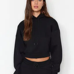 Trendyol Hooded Crop Pullover Sweatshirt-image-20