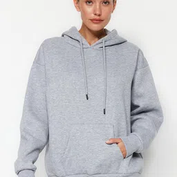 Trendyol Hooded Drop Shoulder Sleeves Longline Sweatshirt-image-77
